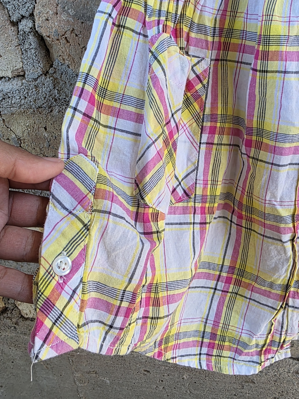 Op. Smocked Plaid Tube Top - Pink Yellow White - Size S - Picture 5 of 6